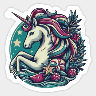Unicorn retro art - vintage Sticker